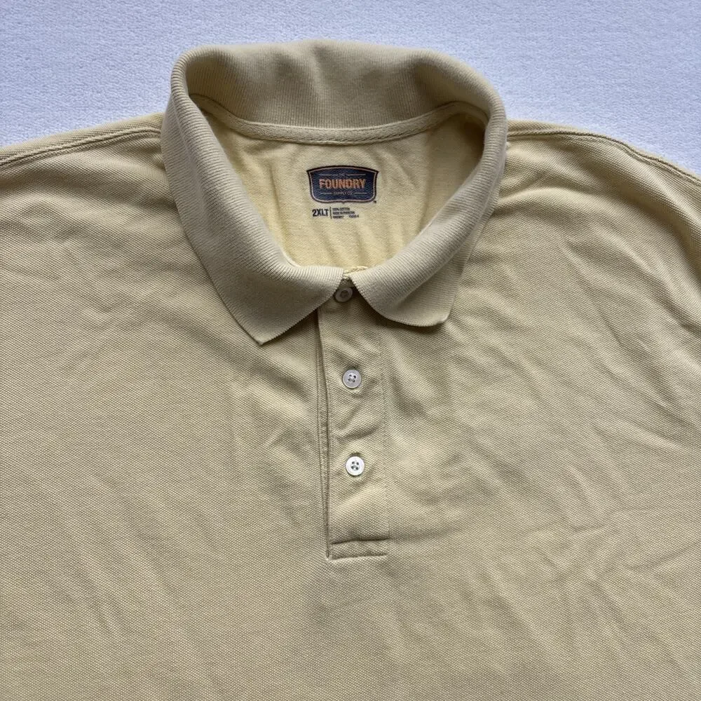 The Foundry Supply Co Men‎ 2XLT Yellow Polo Short Sleeve 100% Cotton